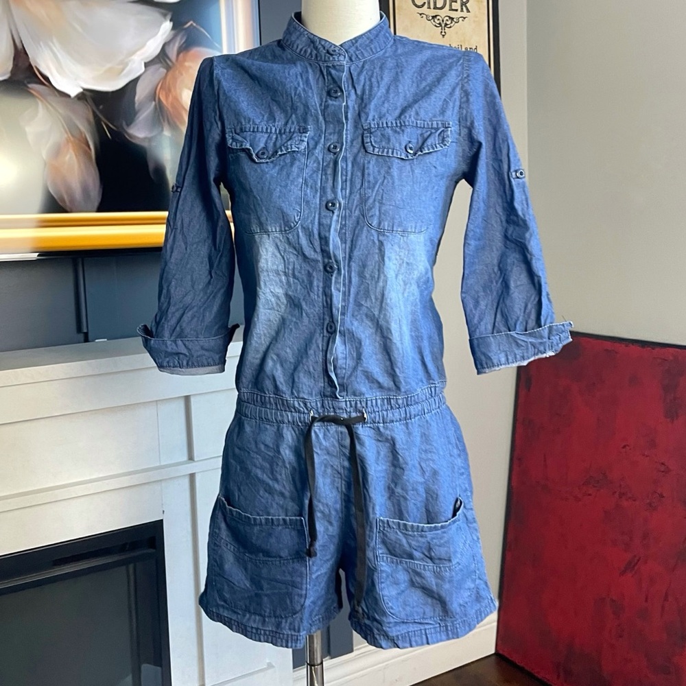 Retro Denim Shorts Romper